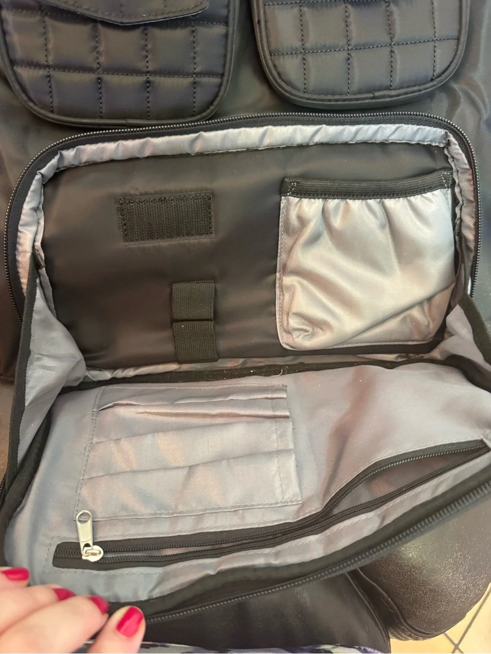lug Black Quilted Duffel Tote Bag with lots of Pockets